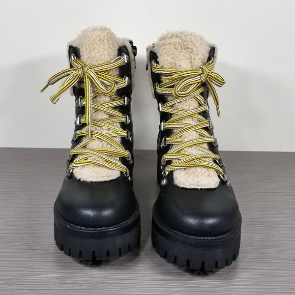 Steve Madden Aniko Combat Boot, Black Faux Leather, Womens Size 8 M - Picture 2 of 10